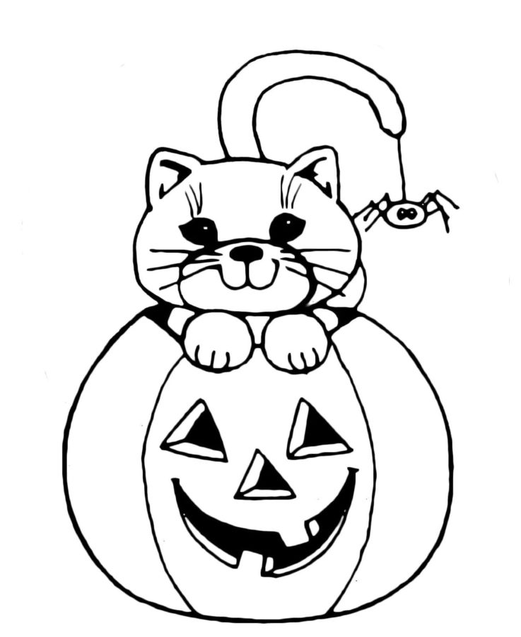Dibujos de Gato en Halloween para Colorear