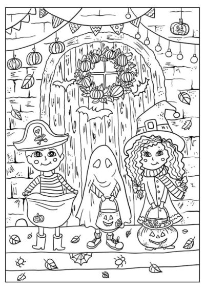 Coloriage Trick or Treat à imprimer