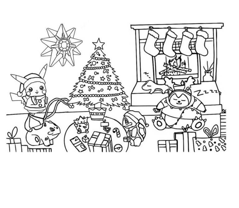 Christmas Pikachu Coloring Pages