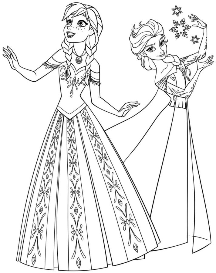 Ausmalbilder Elsa und Anna | Malvorlagen zum Ausdrucken