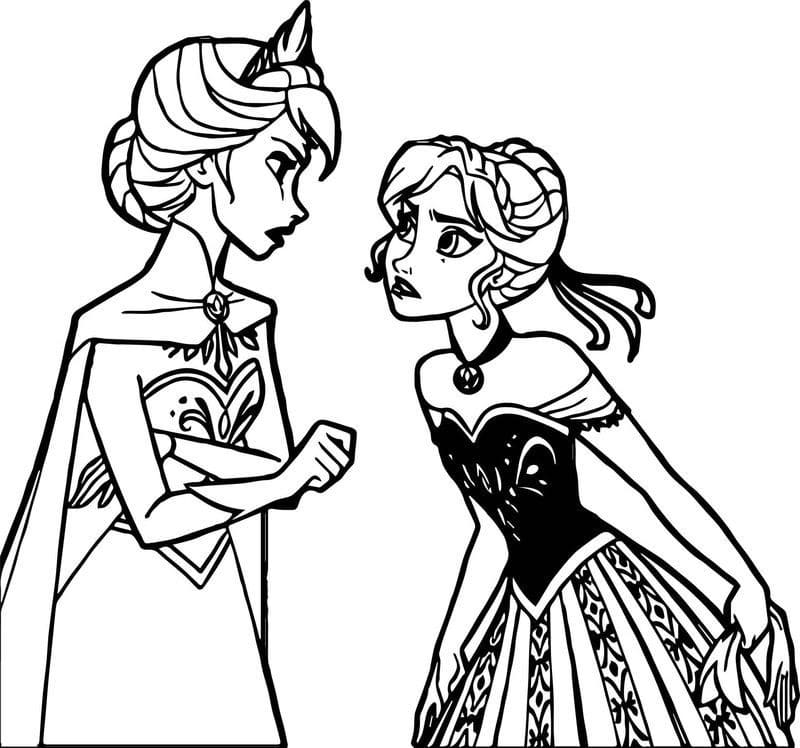 Desenhos de Elsa e Anna para Colorir