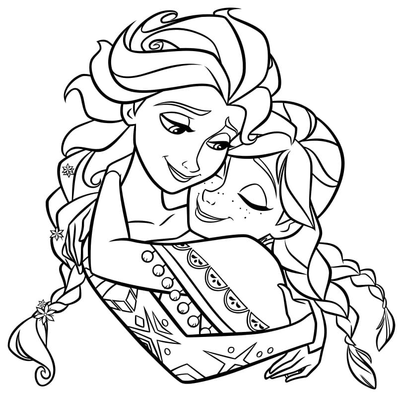 Elsa and Anna Coloring Pages