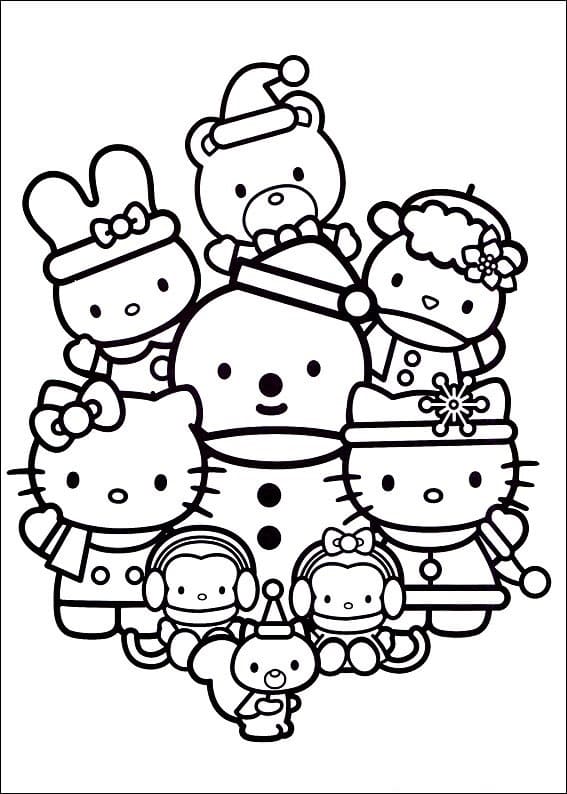 Desenhos da Hello Kitty de Natal para Colorir