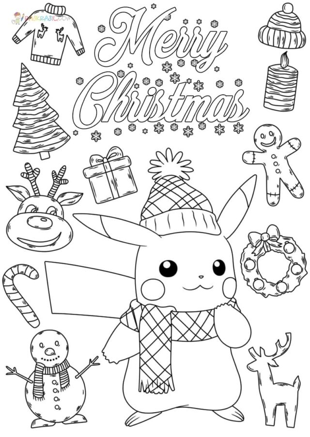 Desenhos de Pokemon no Natal para Colorir