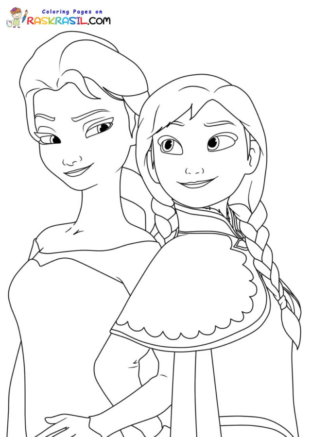 Ausmalbilder Elsa und Anna | Malvorlagen zum Ausdrucken