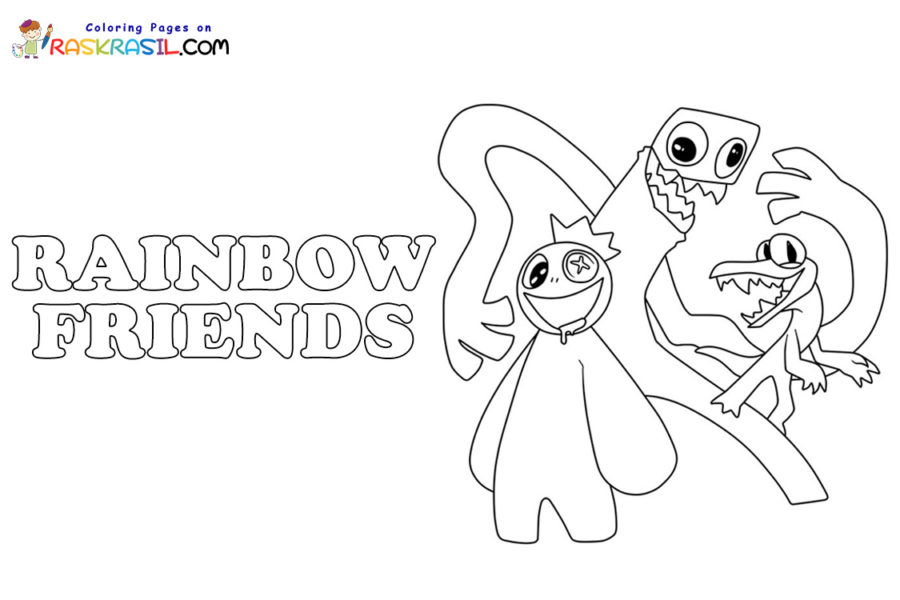 Blue Running with Knife Rainbow Friends Roblox Coloring Page in