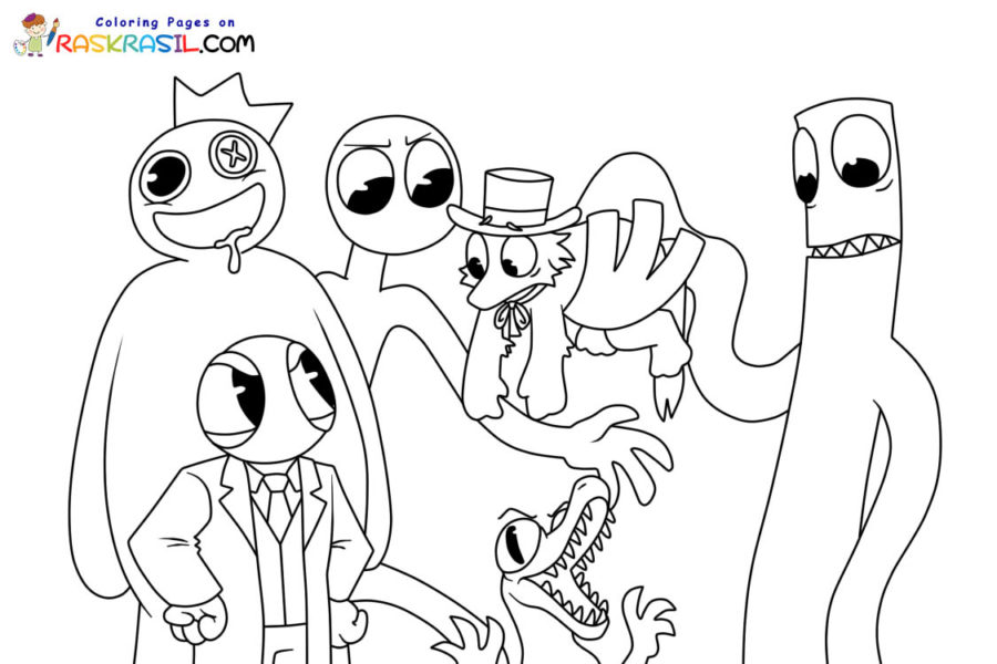 Rainbow Friends Roblox segurando uma faca para colorir