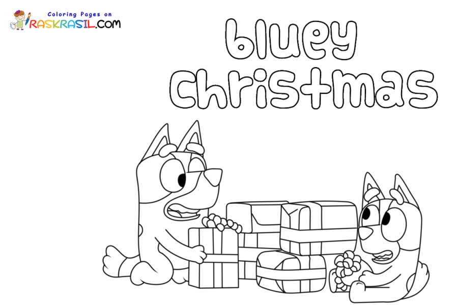 Dibujos de Bluey de Navidad para Colorear