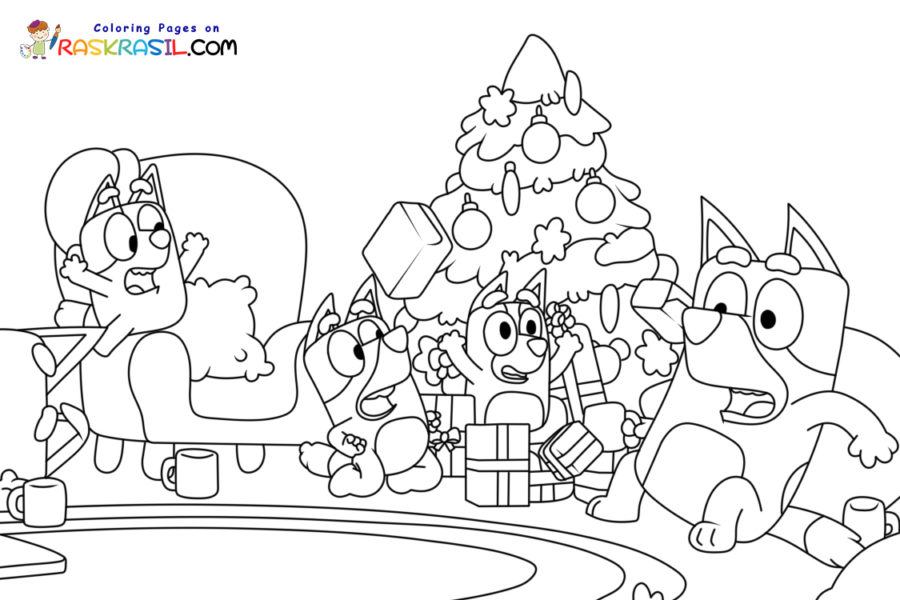 Dibujos de Bluey de Navidad para Colorear