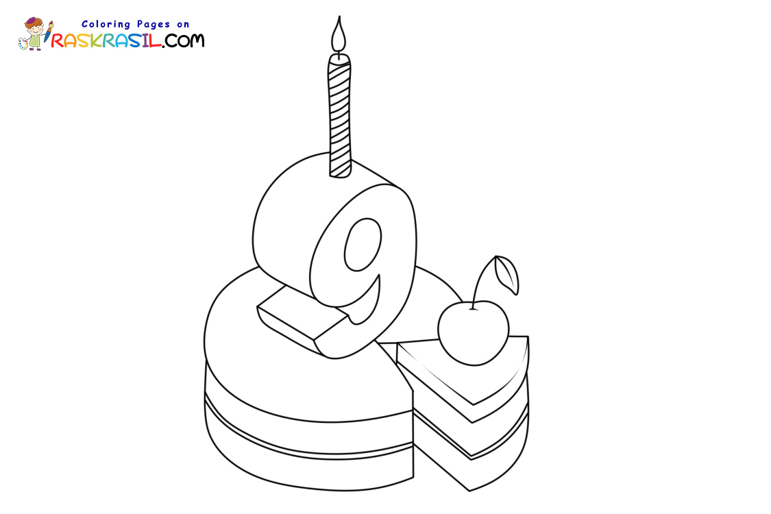 Raskrasil.com-Cake-for-9-Years-Old-Coloring-Pages