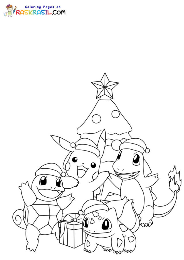 Coloriage Noël Pokémon à imprimer