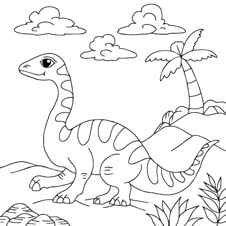 Disegni di Simpatico Dinosauro da Colorare