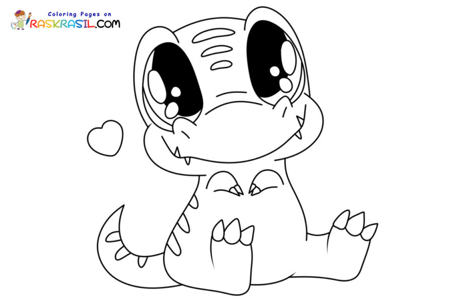 Desenho de dinossauro kawaii para colorir