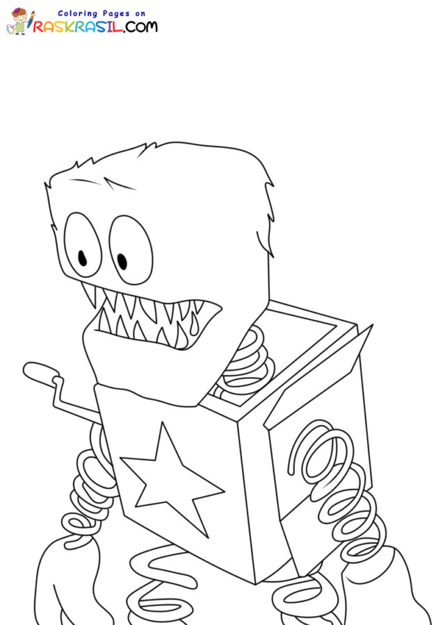 Coloring page Project Playtime : Boxy Boo leaping. 2