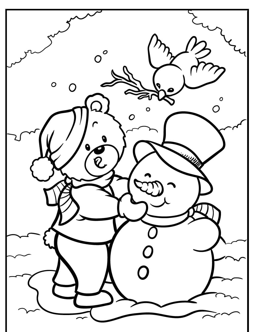 Coloriage Paysage Hiver à imprimer