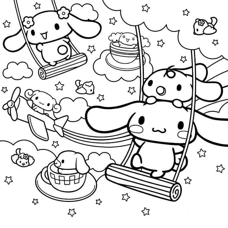 Hello Kitty Cinnamon Roll Coloring Page - Free Printable Templates