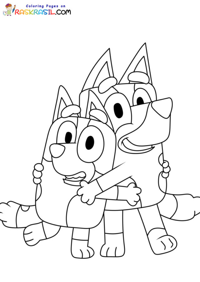 Bluey and Bingo Coloring Pages