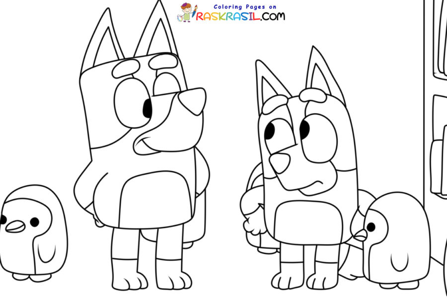 Desenhos de Bluey e Bingo para Colorir