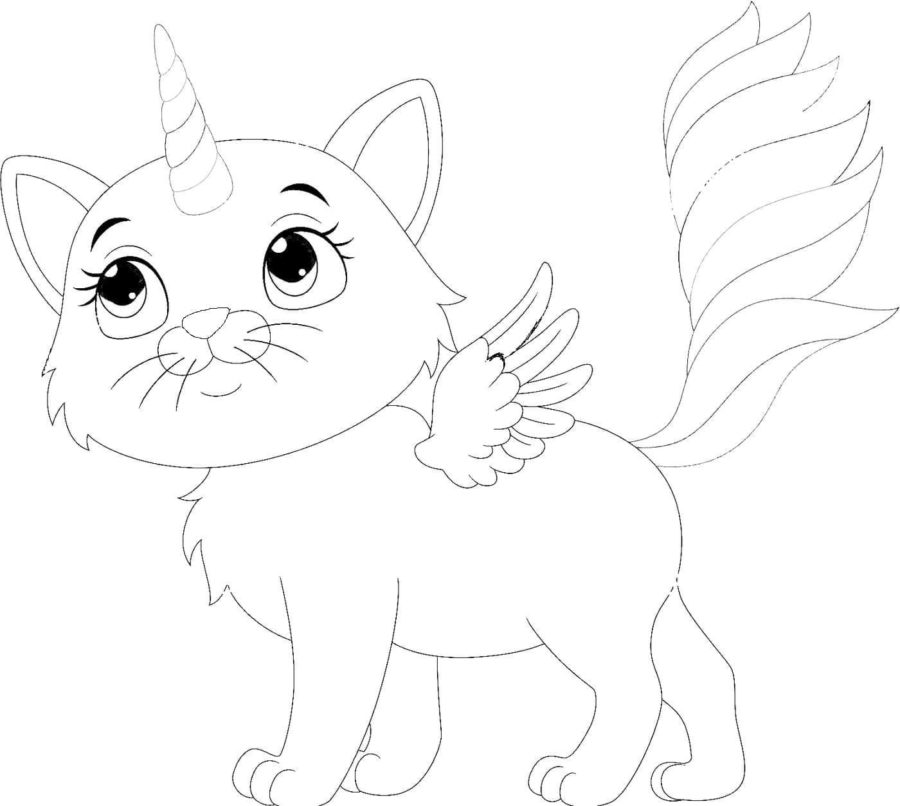 Unicorn Beautiful Cat Icon Coloring Page Graphic by eyeaglestudio