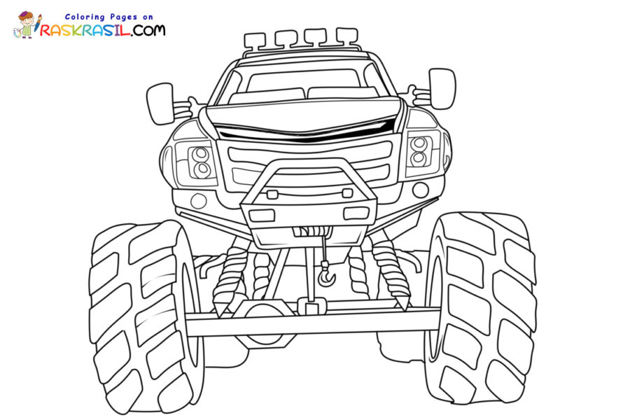 Rhino monster truck desenho para colorir para crianças