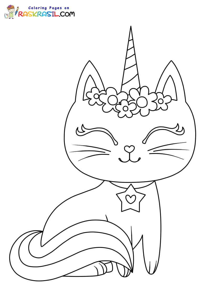 Coloriage Chat Licorne Imprimer