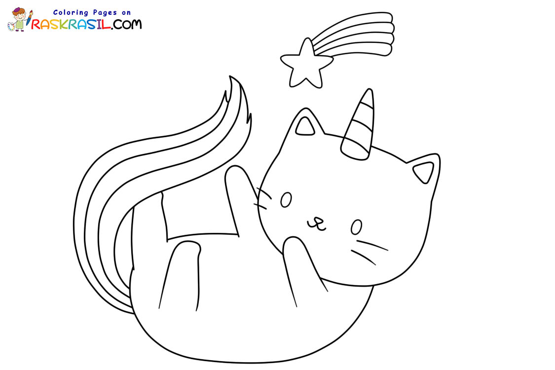  Ausmalbilder Katzen-Einhorn 