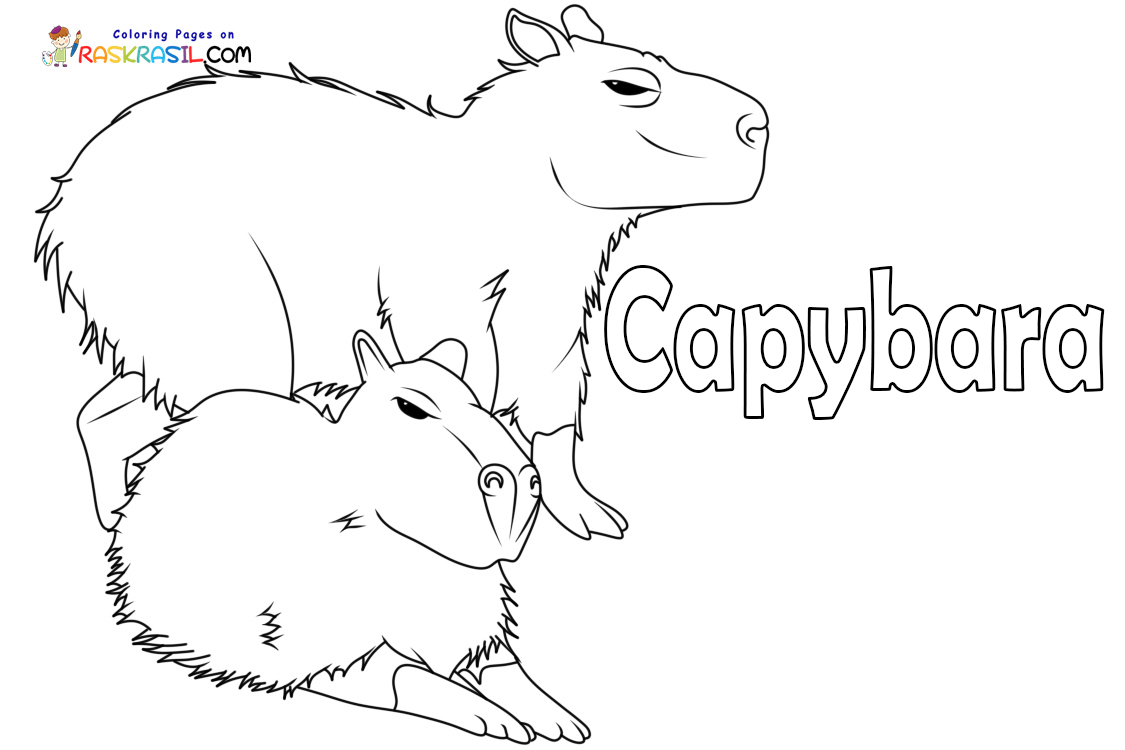 Family of capybaras coloring page printable game