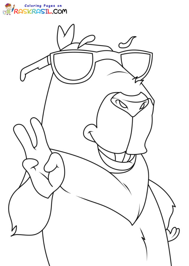 Family of capybaras coloring page printable game