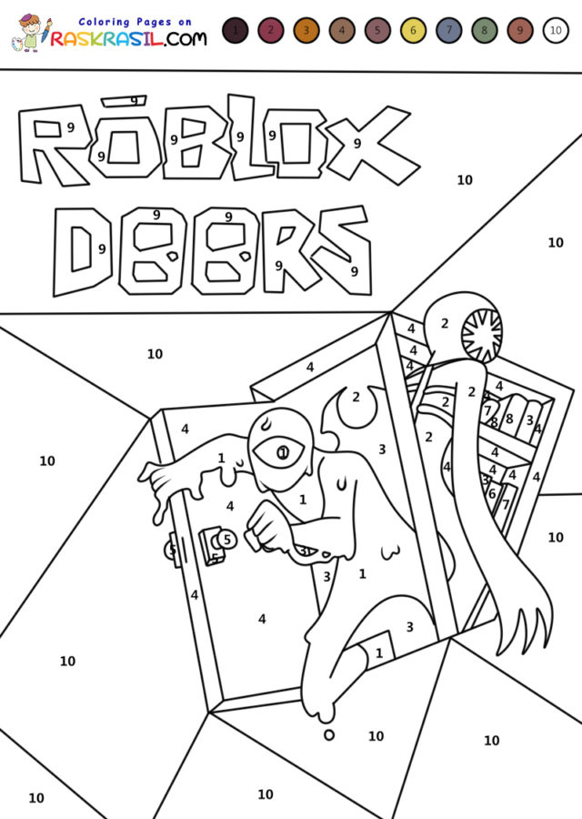 Desenhos de Colorir com Números de Roblox Doors