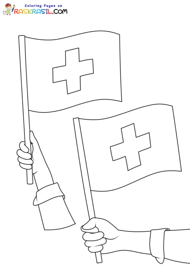 Desenhos da Bandeira da Suiça para Colorir