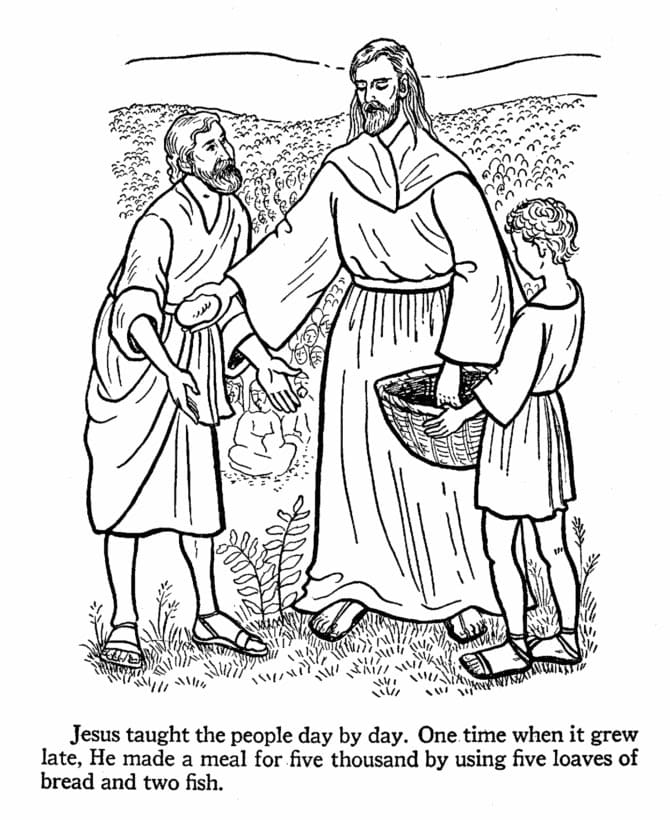 free jesus feeds 5000 coloring pages