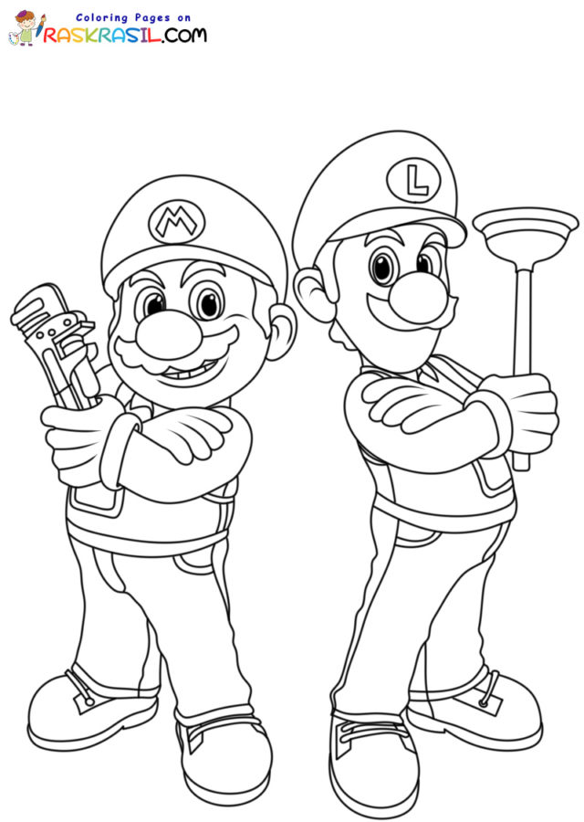 Раскраски Марио и Луиджи | Распечатать бесплатно