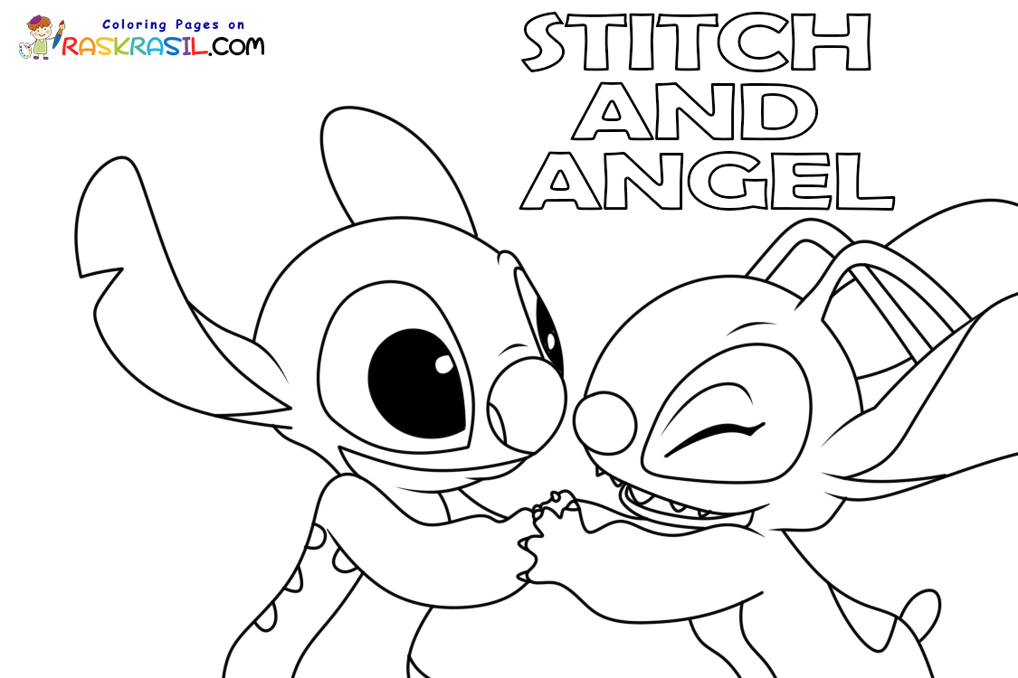 Stitch and Angel Coloring Pages