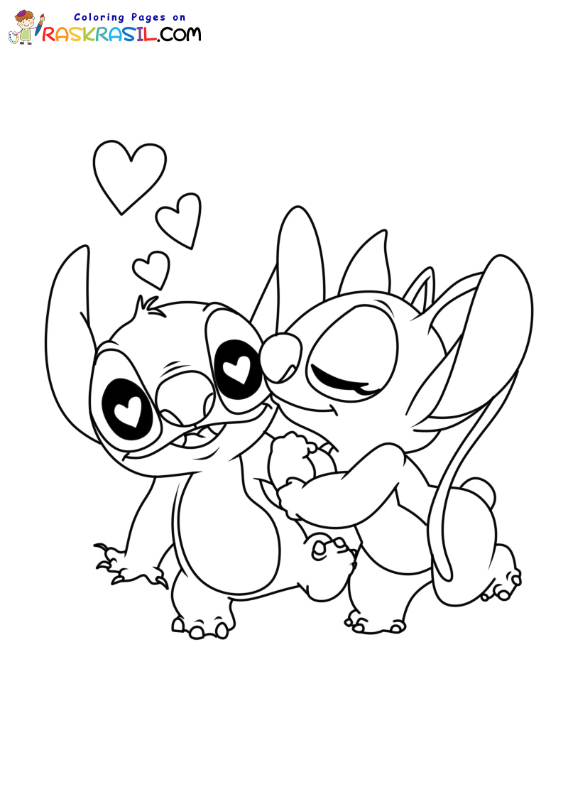 Stitch and Angel Coloring Pages