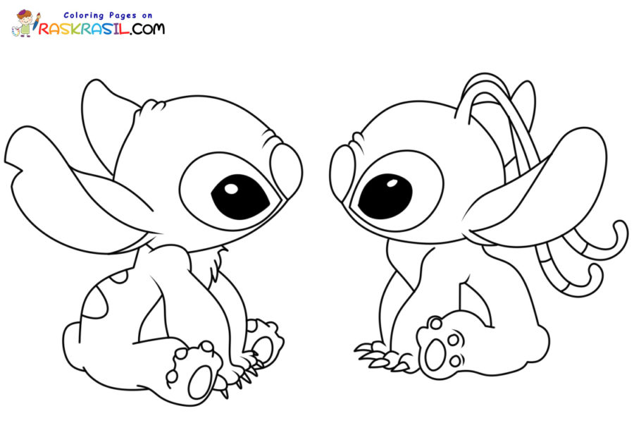 Coloriage Stitch et Angel à imprimer