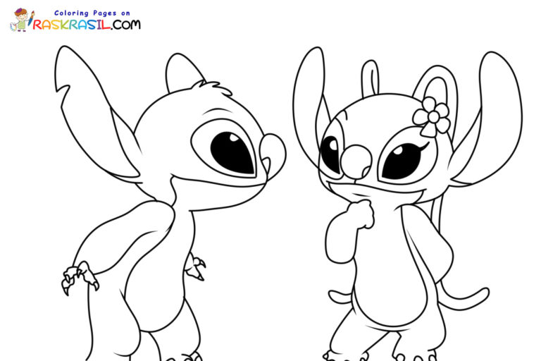 Kolorowanki Stitch i Angel | Darmowe Malowanki do wydruku