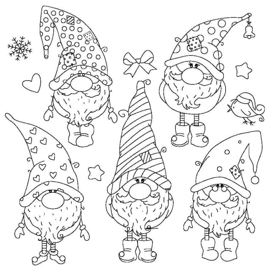 Coloriage Gnome de Noël à imprimer
