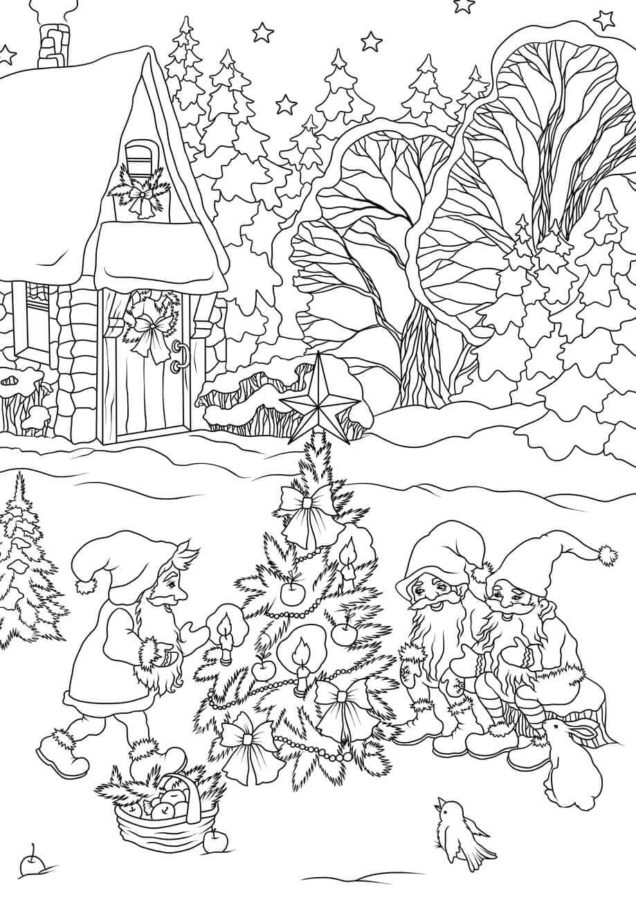 Desenhos de Gnomos de Natal para Colorir