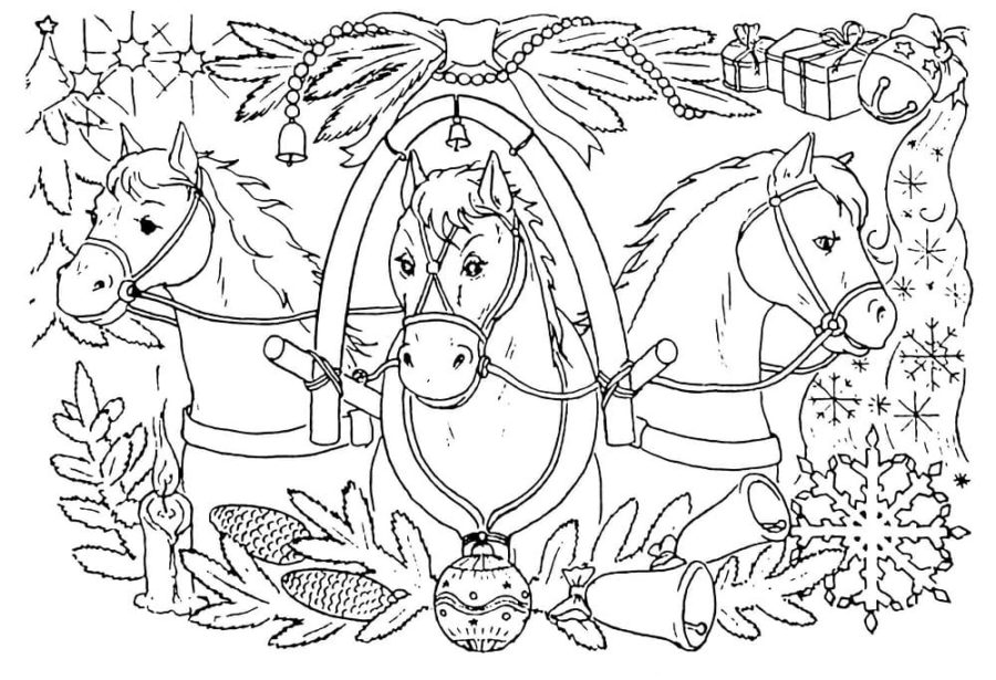 Christmas Horse Coloring Pages