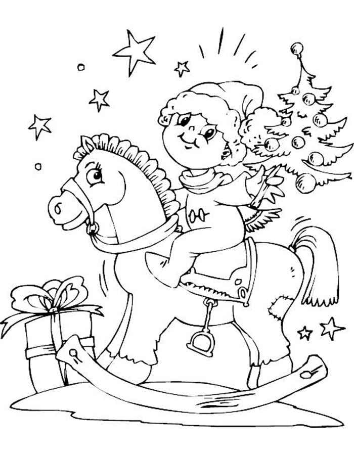 Disegni di Cavallo di Natale da Colorare