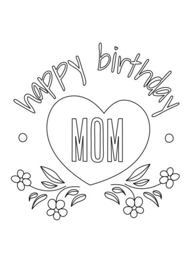 Happy Birthday Mom Coloring Pages