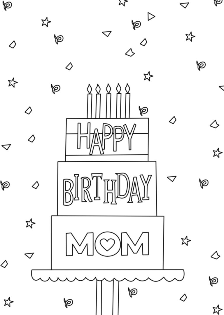 Happy Birthday Mom Coloring Pages