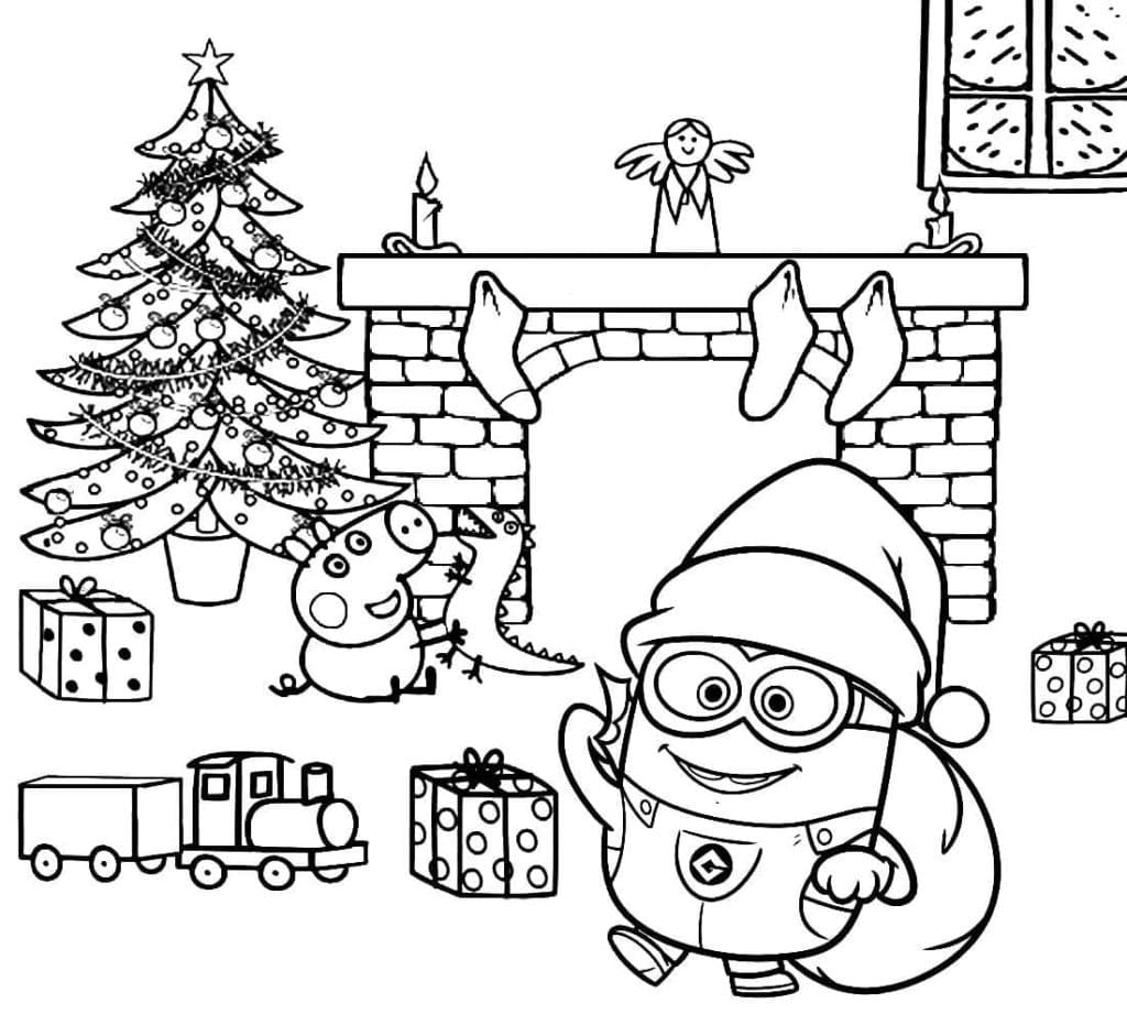Minions Christmas Coloring Pages