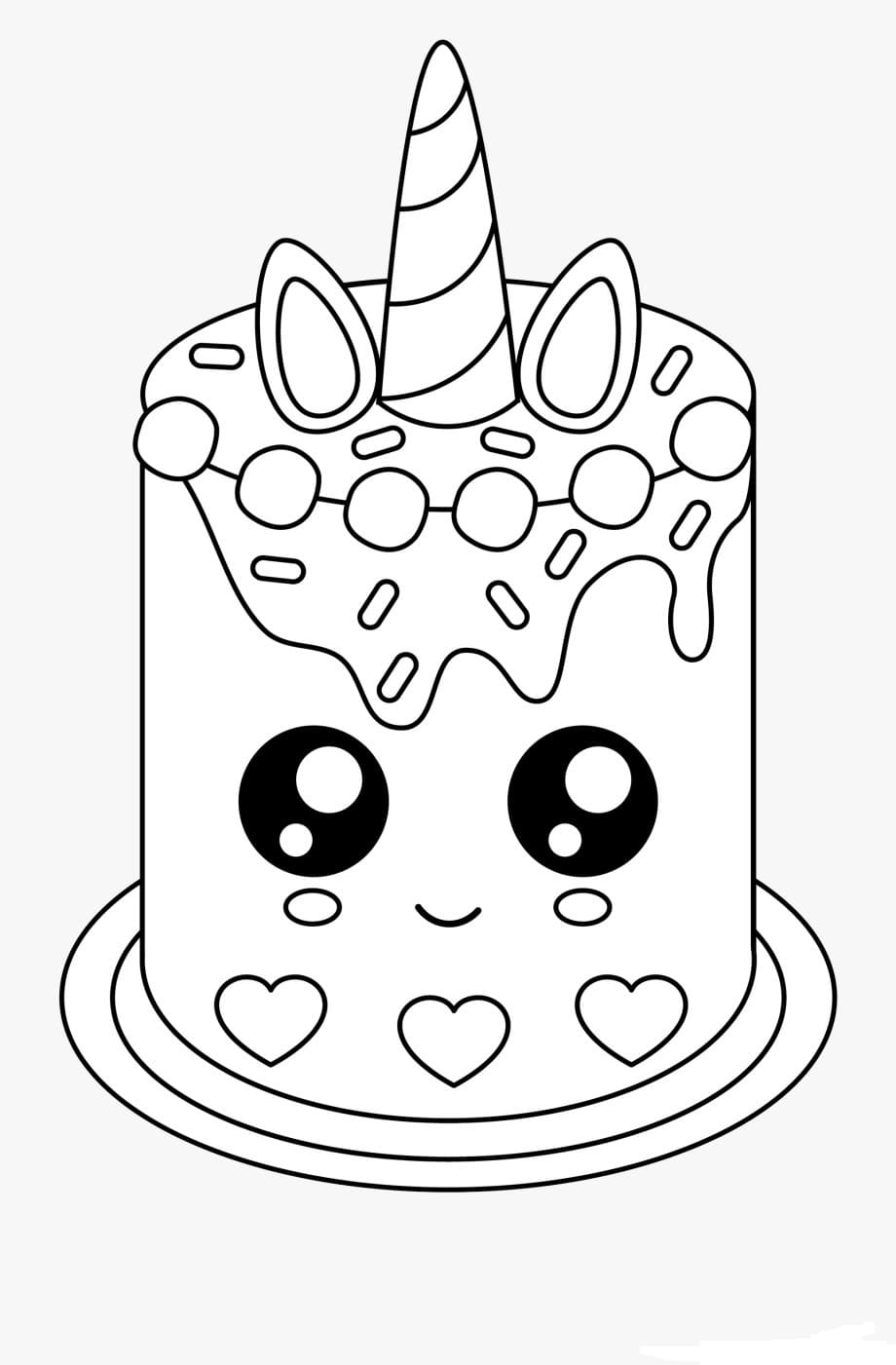 Desenho de unicórnio para colorir e ilustração de planilha de bolo