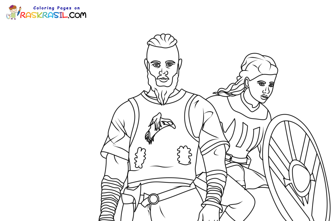 Raskrasil.com-Viking-Ragnar-and-Lagertha-Coloring-Pages