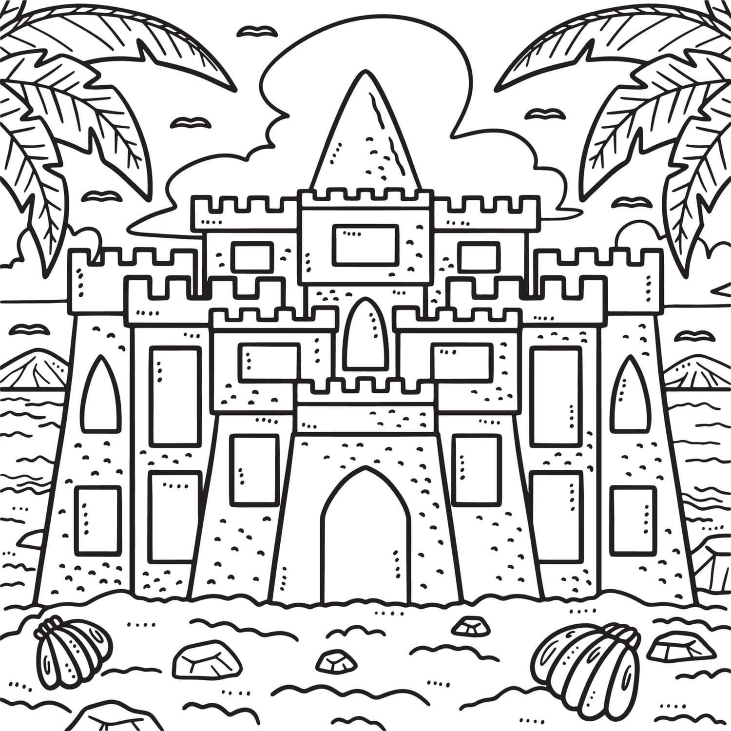 Dibujos de Castillo de Arena para Colorear