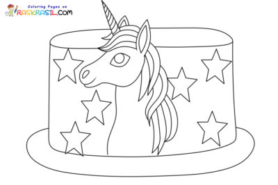 Unicorn Cake Coloring Pages