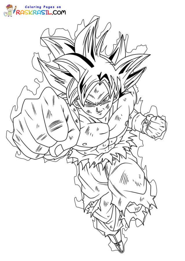 Goku Instinto S para imprimir , desenho Goku Instinto S