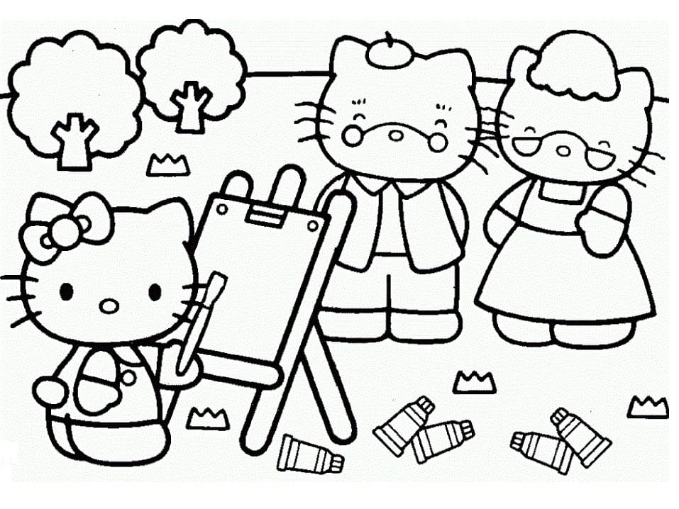 Kleurplaten Hello Kitty en Vrienden | Afbeeldingen om in te kleuren