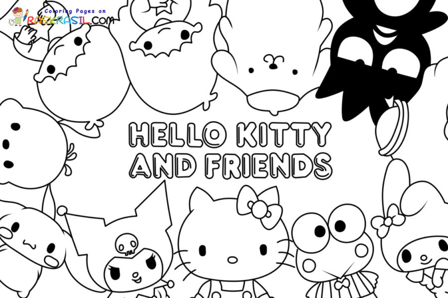 dibujos para colorear de hello kitty y sus amigos